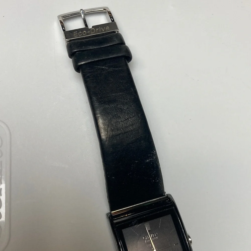 Citizen Eco Drive, parts or restore, untested, black dial, NO BATTERY.